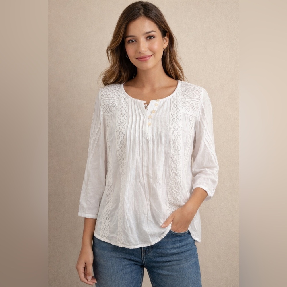 New Intro. White Lace Detail Blouse